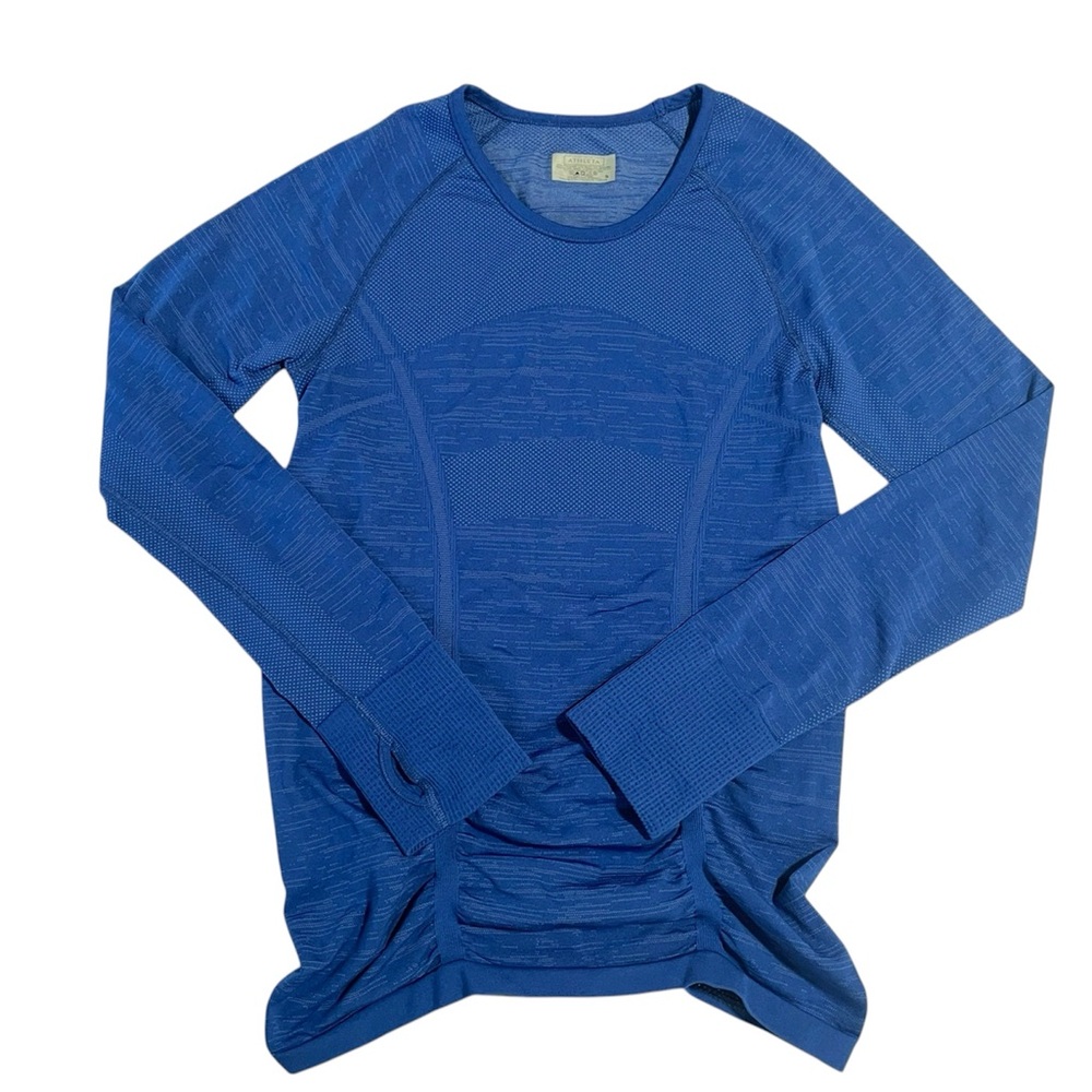 Athleta Blue Seamless Running Long Sleeve Top Skyline Fast Track Crew Size S